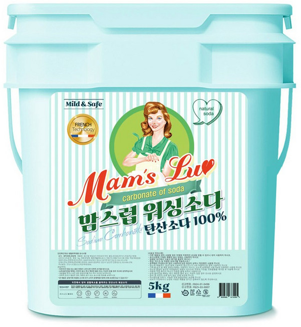 맘스럽 워싱소다 버킷100% 프리미엄 세탁세제 초강력 세탁보조제, 5kg, 1개