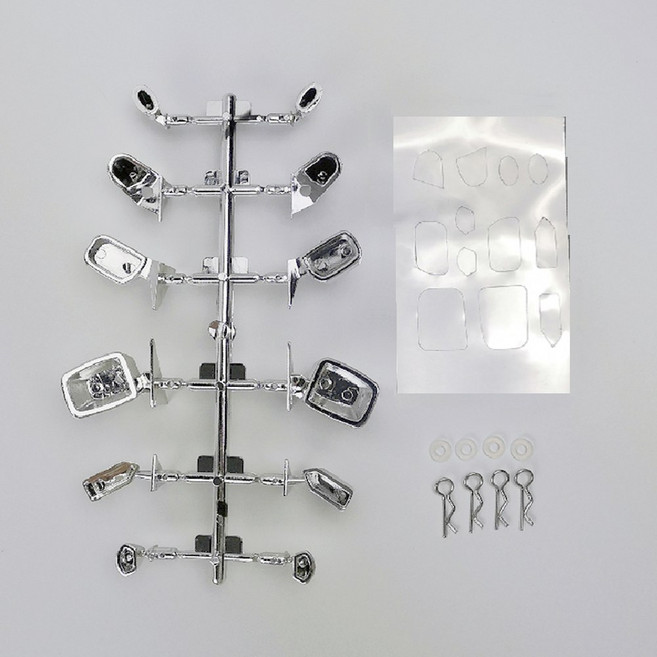 1/10 스케일 RC 미러 플라스틱 모델 드리프트 온로드 사이드 오프로드 취미 자동차 뷰 투어링, Silver, 1개