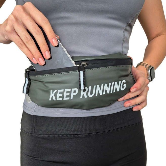 투바이젠 KEEP 러닝 힙색 벨트 허리 가방, 1개, 다크그린