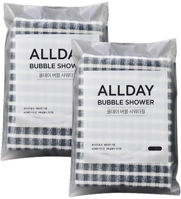 타월리스트 올데이 샤워타올 목욕타월 거품 버블 2장, 2장 그린, 1세트, 2개입
