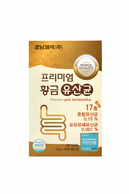 경남제약 프리미엄 황금 유산균 모유유래유산균 프롤린 락토바실러스 17종 혼합유산균 분말 가루 스틱 30포 x 5통, 30개, 2g