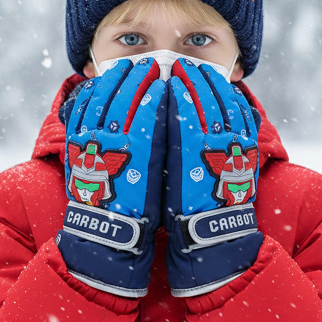코지24 헬로카봇 아동스키장갑 어린이 초등 키즈 방한 눈썰매 스노우보드 생활방수 겨울 패딩 두꺼운 따뜻한 겨울용 손가락 장갑