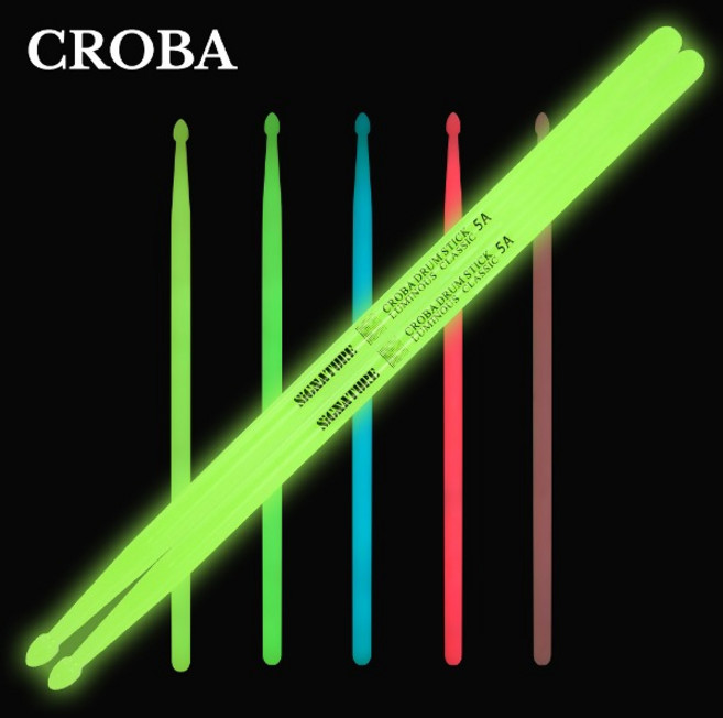 크로바 루미너스 야광 드럼스틱 5A 형광 컬러, 핑크, 1개