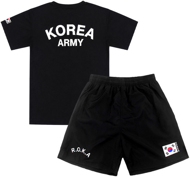 10위 - SET 쿨링 로카 반팔티 검정 1P + 태극기 로카 반바지 검정 1P ROKA 쿨티셔츠 등산 헬스 반티 운동