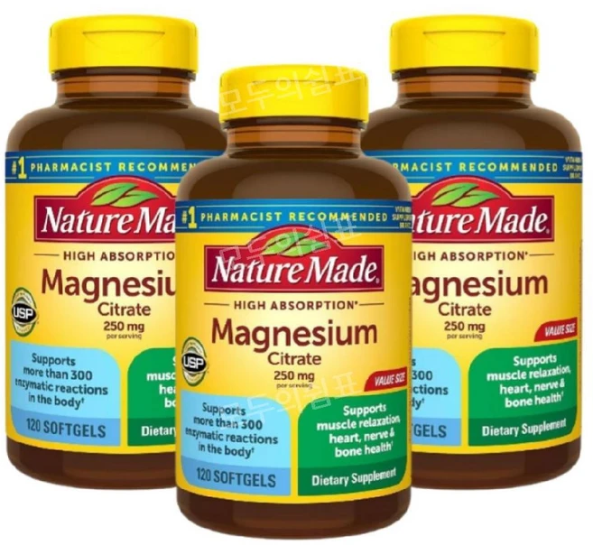 네이처메이드 마그네슘 시트레이트 Magnesium 250mg 120정 3개 - 쿠팡
