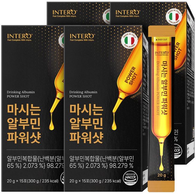 인테로 마시는 알부민 파워샷 난백 흡수빠른 액상스틱, 4개, 15회분