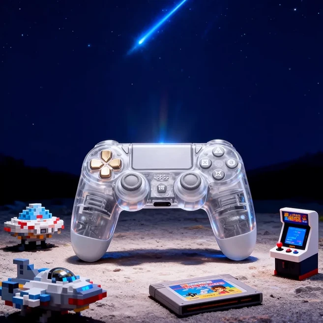 미니씽크의 새로운 PS4 스타샤드 투명 게임 컨트롤러 PC 컴퓨터 스팀 모바일 무선 블루투스 진동 홀, 01 Starshards  handle