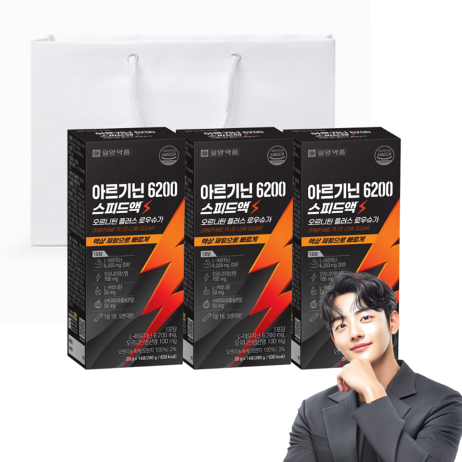 일양약품 아르기닌 오르니틴 수박과피추출물 스피드 액상 스틱 선물 세트 쇼핑백 포함, 3세트, 14회분