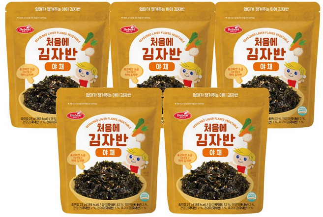베베스트 아기 처음에 김자반, 야채맛, 25g, 5개