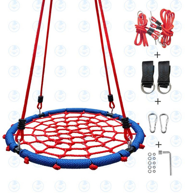 원형그네 정원 해먹 스윙 놀이터 야외 그네 그물망 캠핑장, 60cm 블루레드, 1개