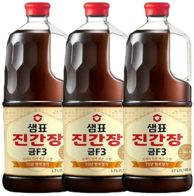 샘표 진간장 금 F3, 1.7L, 3개
