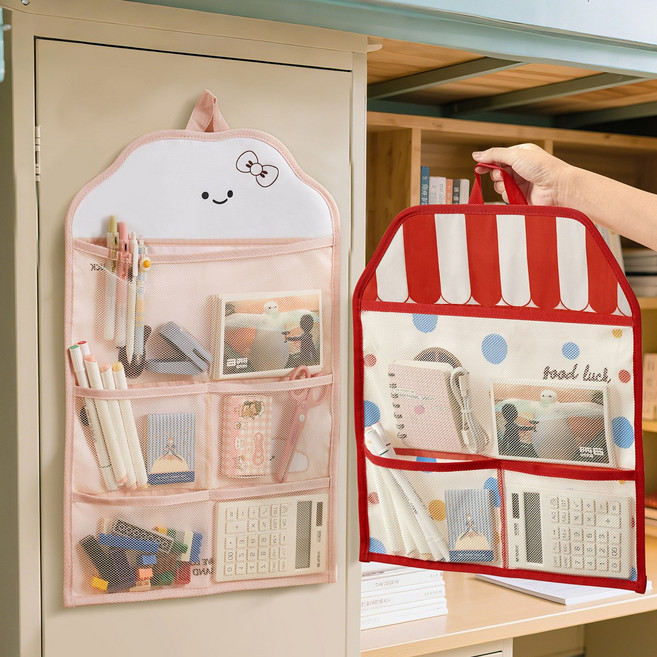 귀여운 벽걸이 수납 정리함 3단 속옷 양말 정리 포켓 벽걸이 수납함, 구름