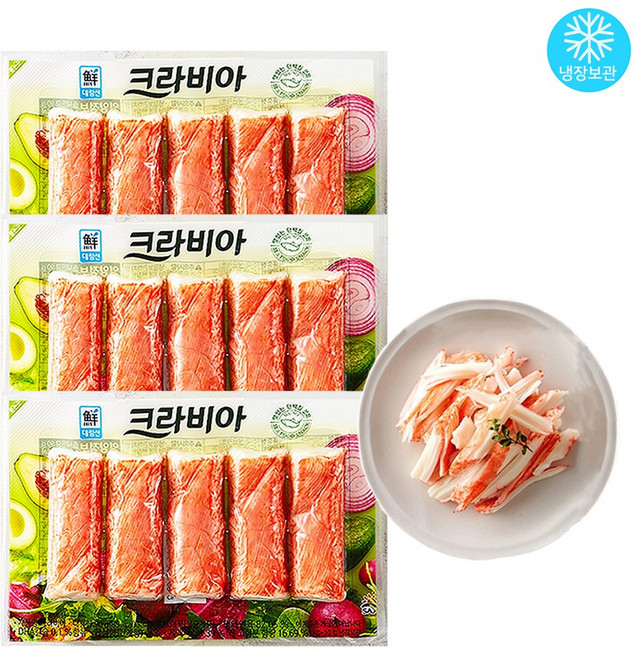 사조대림 크라비아 90g x 3개 / 프리미엄 맛살 게맛살 초밥 김밥 튀김