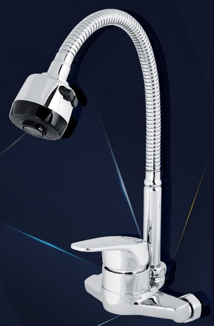 주방용 벽붙이 투홀 스텐 L3 자바라 씽크대수도 주방교체수전 주방수전용품, 1개