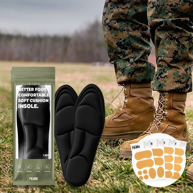5D 소프트 깔창 물집보호 패드 4P - 군인 입대 준비물 훈련 행군 기능성 까짐 물집 뒤꿈치 군화 쿠션 등산, 1개