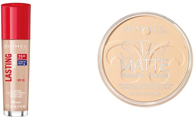 림멜 런던 래스팅 피니시 25 파운데이션 100 아이보리 30ml & 림멜 스테이 매트 프레스드 파우더 14g, 1개 - 쿠팡