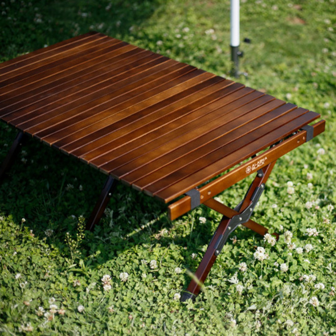 알래스카블랙 캠핑 우드 롤 테이블, 우드롤테이블_1000_브라운