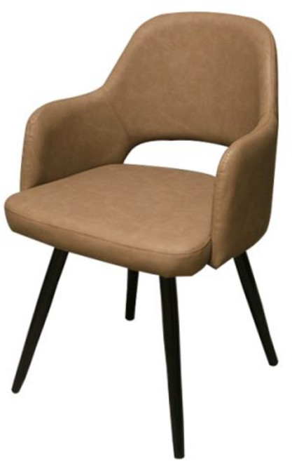 光悅制作 CM-96 雷諾扶手餐椅 咖啡廳餐廳設計款布紋皮革扶手椅, 駝色, 1件