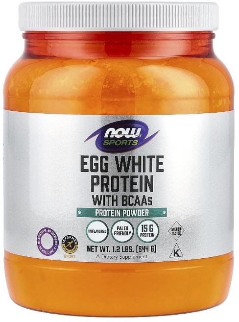 NOW Sports BCAA 함유 달걀 흰자 단백질 분말 무맛 544g(1.2lb), 1개, 544g