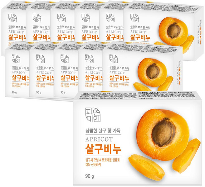 무궁화 자연미인 살구비누, 90g, 12개입
