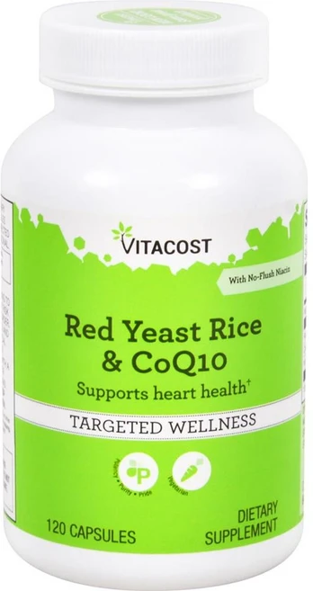 비타코스트 홍국 & 코큐텐 (노-플러쉬 나이아신 포함) Vitacost Red Yeast Rice & CoQ10 With No-Flush Niacin 120정, 1개 - 쿠팡