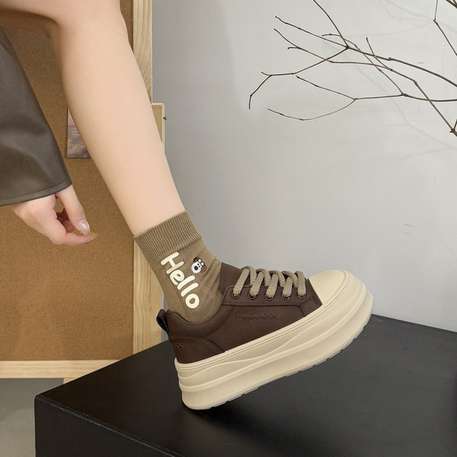 5公分親膚內裏 厚底小白鞋女百搭休閒板鞋增高
