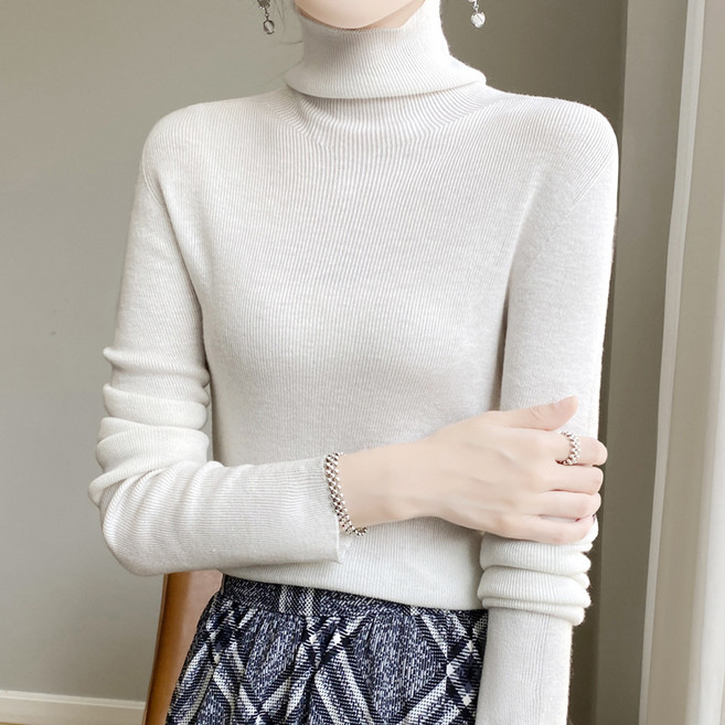 Trendy C 봄 하이넥 여성 니트 여성 이너 슬림 부드럽 쫀득쫀득 터틀넥 스웨터