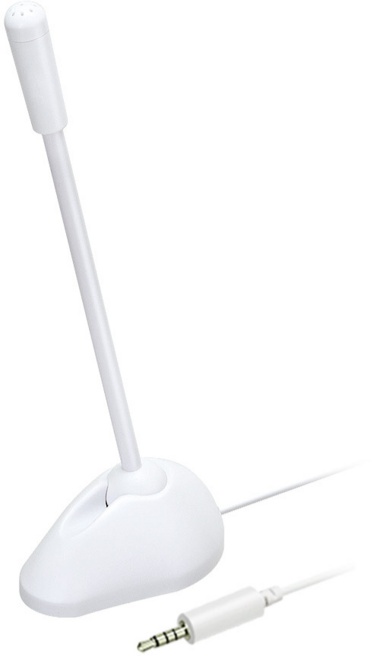 4극 고감도 스탠드 마이크 방송용 온라인수업 인터넷방송 어학용 화상통화 온라인게임 노트북 태블릿 스마트폰 연결, 화이트