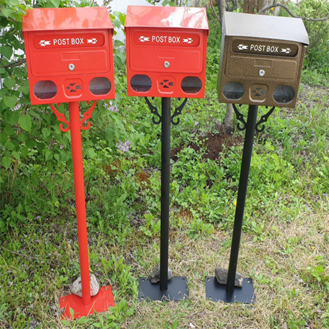 우편함 기둥우편함 전원주택우체통 패션 기둥 스탠드 정원용(마당용) 포스트박스, 레드+블랙