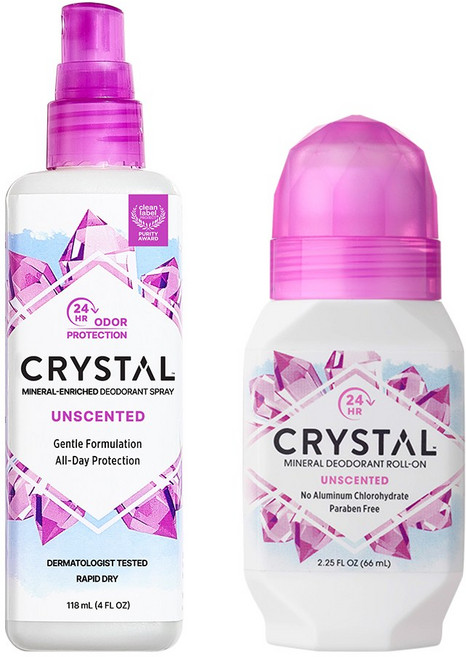 [공식몰] 크리스탈 데오드란트 무향 스프레이&무향 롤온 2종세트, 1개, 66ml
