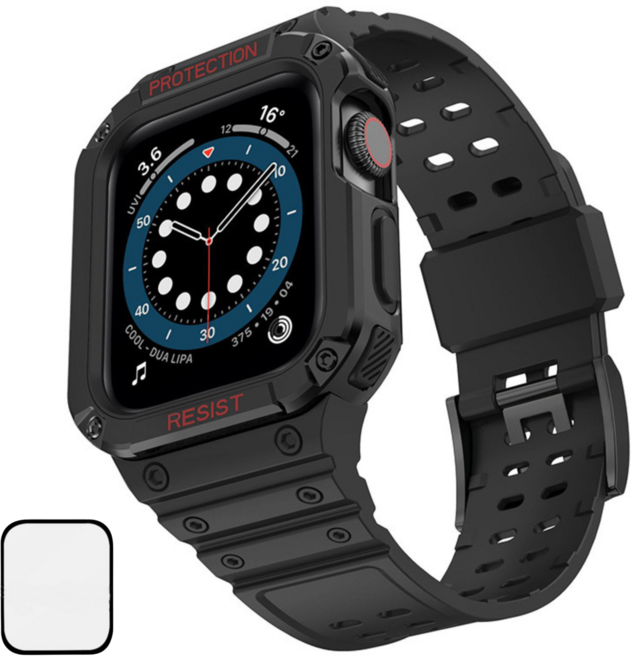 NUBASE 애플워치 호환 지샥 일체형 스트랩, 블랙