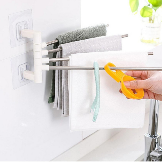 요요픽 행주걸이 행주건조대 무타공 회전식, 화이트+실버, 1개