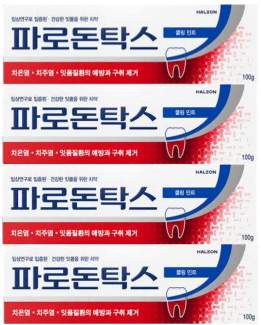 파로돈탁스 쿨링 민트 잇몸치약 100g x6개, 4개