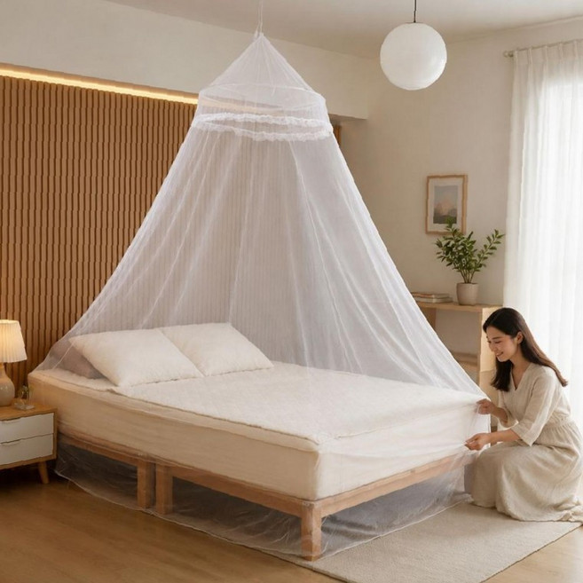 침실 캐노피 모기장 원형 인테리어 침대망 천장 부착형, 공주캐노피모기장