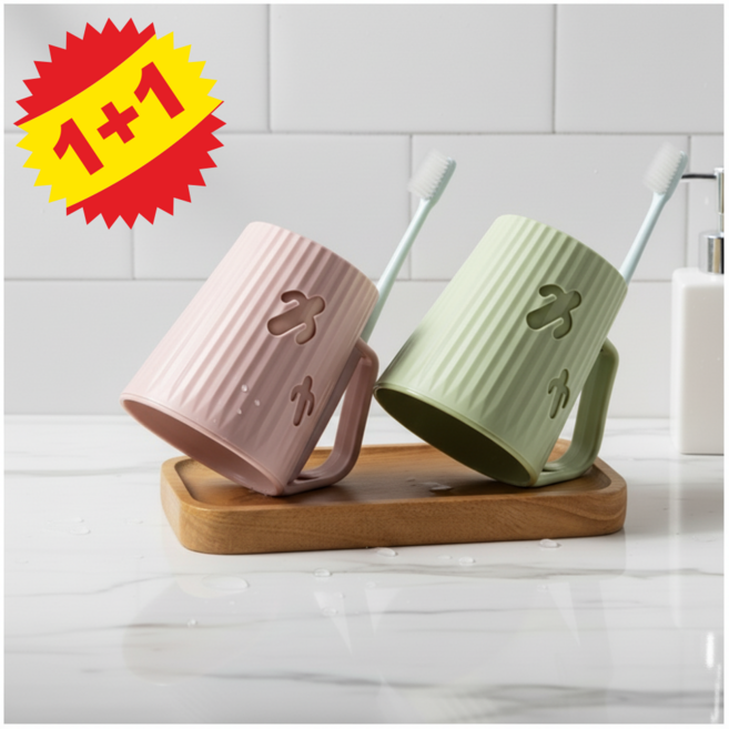 파스텔 칫솔꽂이용 개인 양치컵, 선인장 핑크 + 그린, 1개