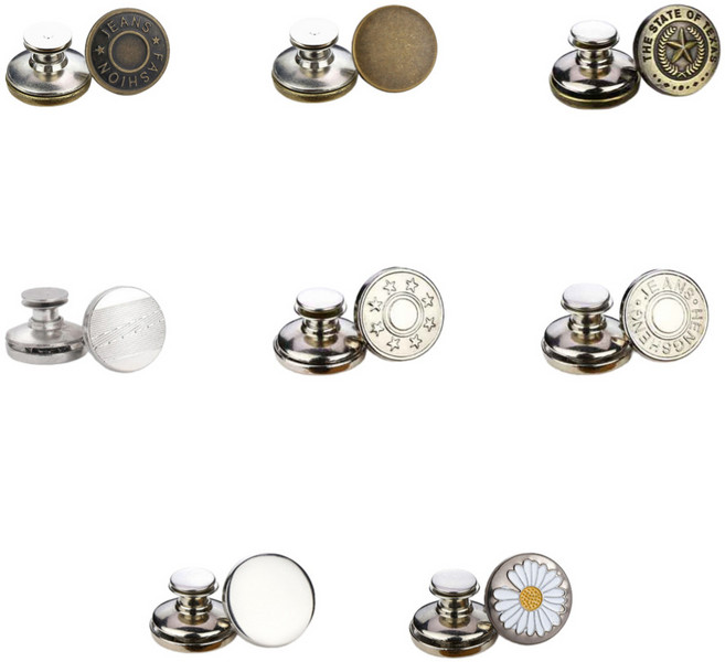 바지 허리 조절 클립 청바지 2개, 원버튼형2개, 실버빈티지