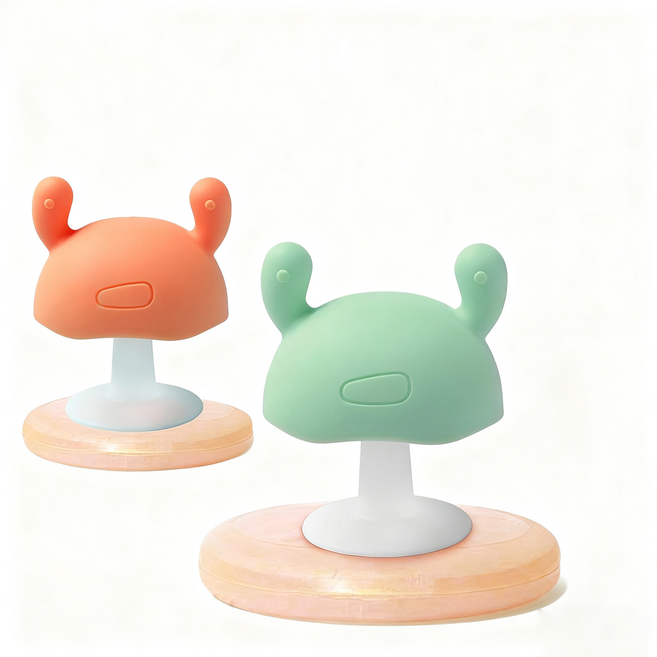 蘑菇造型寶寶 嬰幼兒矽膠 舒緩長牙不適 訓練抓握能力, 隨機顏色, 1個, 固齒器