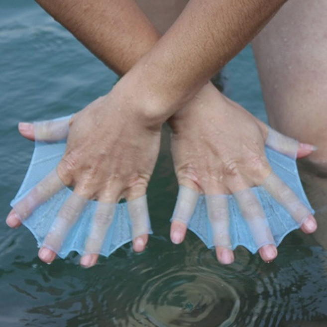 수영물갈퀴 오리손 블루 S 2P 핑거패들 물갈퀴장갑