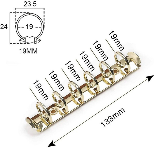 A7 6 링 바인더 클립 골드 화이트 블랙 실버, 02 Gold