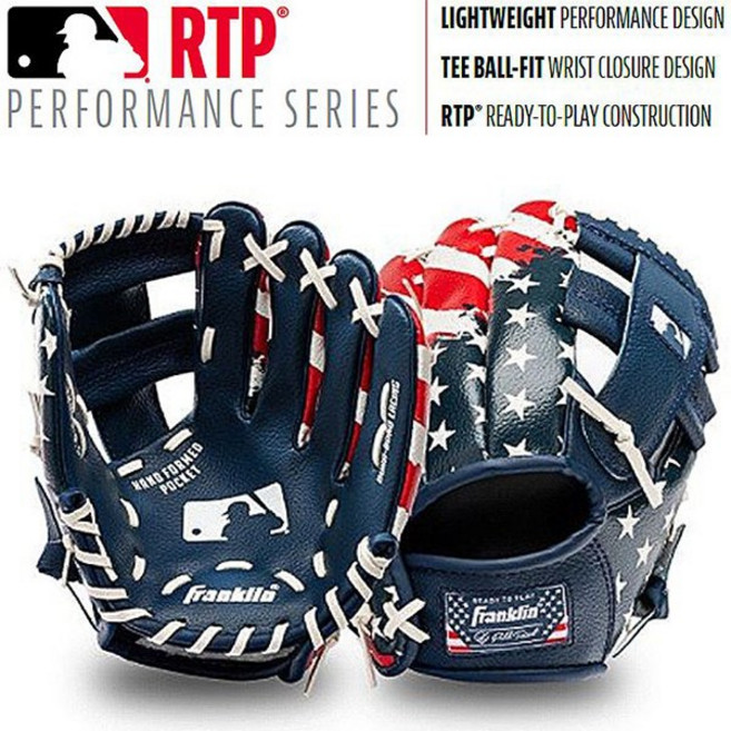 프랭클린 미국 USA 성조기 로고 어린이 야구글러브 9.5인치 캐치볼, 1개, 네이비/레드(성조기)