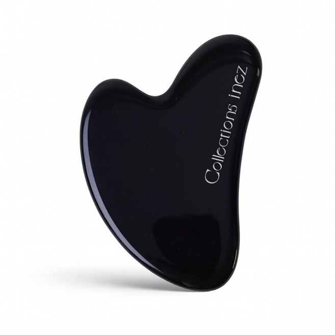 이네즈 천연 흑요석 하트 괄사 | 보호와 정화의 스톤, 1개, 블랙