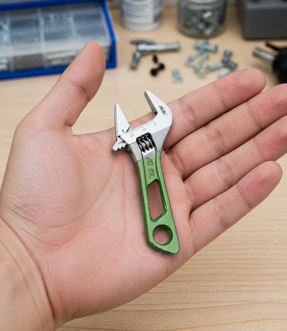 초미니 사이즈 조절 포켓 몽키 스패너, 1개, 그린