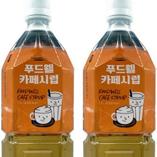 푸드웰 카페시럽 커피음료 달콤한 설탕 슈가 시럽 1.5L 6개입