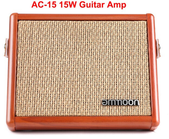 어깨끈 아로마 AG-15A 15W 어쿠스틱 기타 앰프 어쿠스틱 앰프 BT 스피커 내장 충전식 배터리 마이크 인터페, 02 b ammoon AC-15 15W, 1개