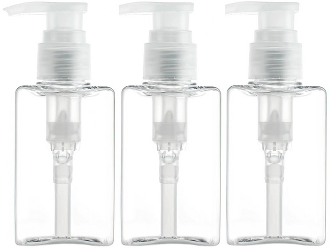 닥터보틀 직사각 펌프 용기 100ml 여행 휴대용 디스펜서 기내반입, 3개, 직사각 펌프용기/ 100ml