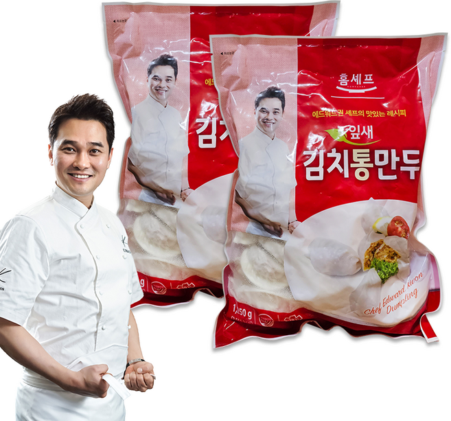 스마일유통 맛있는 에드워드권 셰프 잎새김치통만두, 1.25kg, 2개