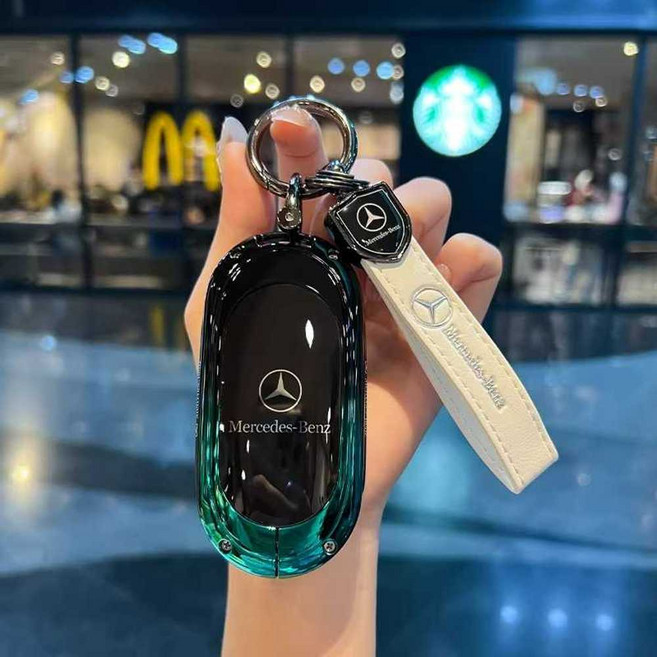 벤츠키링 키홀더 또는 호환 키커버 자동차 메탈 열쇠고리 단일 제품 케이스 및 벤츠 기재 모델, 상세페이지 참고, 5. B타입 그라데이션/흰색 스트랩