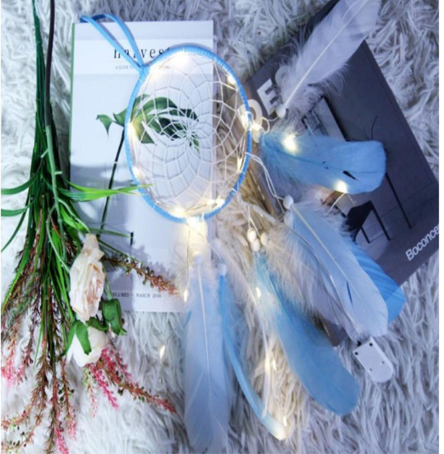 선물용 LED 드림캐쳐 소권성취 행운 행운부적 캠핑장식 벽 인테리어 인디언 소원성취 특별한, 단일사이즈