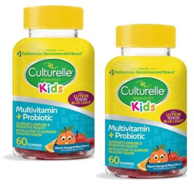 컬처렐 키즈 멀티비타민 앤 프로바이오틱스 루테인 구미 Culturelle Kids Multivitamin Probiotics, 2개, 60정