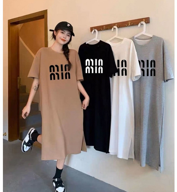 위니 데일리 레터링 캐주얼 박스 롱원피스